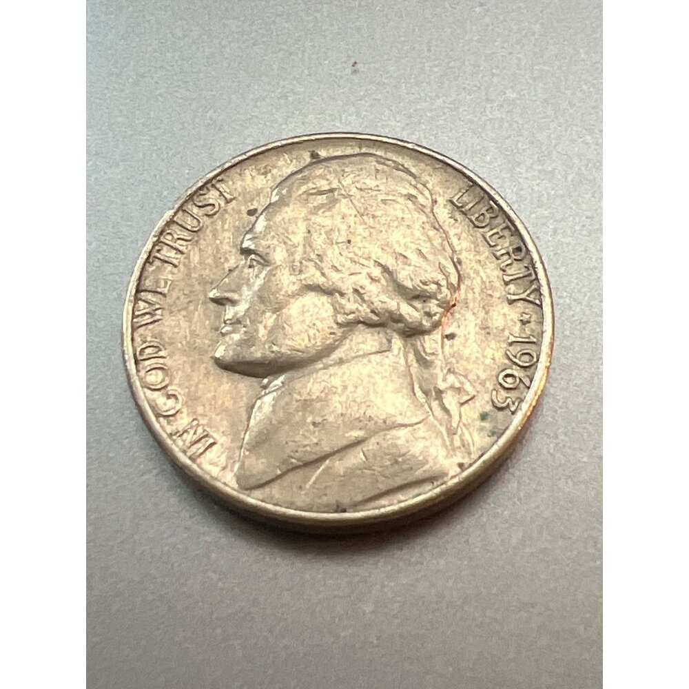 1963 Jefferson Nickel Coin United States No Mint Mark US Currency